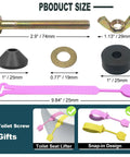 Product components of Durable Stainless Steel Toilet Seat Screws Replacement Kit With Bolts, Nuts, Washers, Lifter for top mount