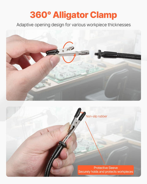360-degree alligator clamp on Magnetic Helping Hands Soldering Station With Four Flexible Gooseneck Arms Alligator Clips Non Slip Heavy Duty Steel Base Hands Free Electronics Repair Tool For Soldering DIY Hobby And Craft Projects