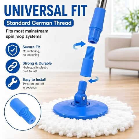 Three Piece Mop Handle Threaded End Tips Kit For Wood And Metal Poles Easy Install Extension Pole Adapter Replacement Parts For Brooms And Mops No Fuss Household Cleaning Tool blue plastic universal fit threaded mop handle adapter for spin mop
