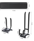 Garage Wall Mount Tool Organizer Rack With 6 Adjustable Heavy Duty Hooks dimensions view, black anthracite finish, space saving