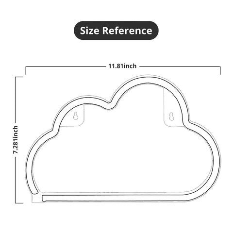 Size reference with outline of neon sign dimensions, unrelated to Heart Angel Wings Neon Sign For Teens And Girls Room Decor USB Powered Neon Light With On Off Switch Cute Vibe For Desks Dresser Dorm Rooms And Wall Art 14 By 4 Point 5 Inch LED Sign.