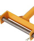 Close-up of heavy duty machinery skates pull handle, steel roller design for seamless warehouse equipment transport.