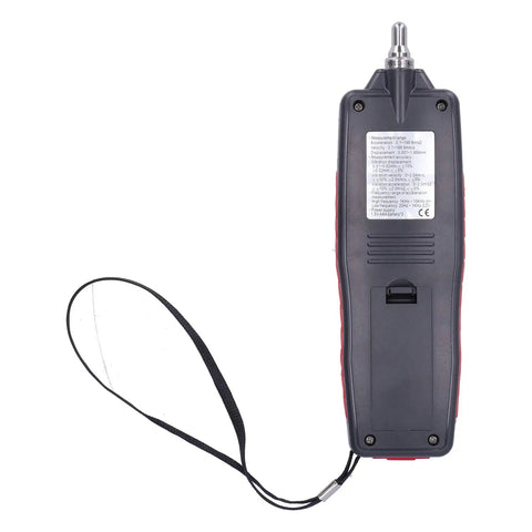 Portable Vibration Meter With Color LCD Display Digital Vibration Analyzer For Accurate Acceleration And Displacement Testing Handy Pro Grade Tool For Precision Measurements, rear view with wrist strap
