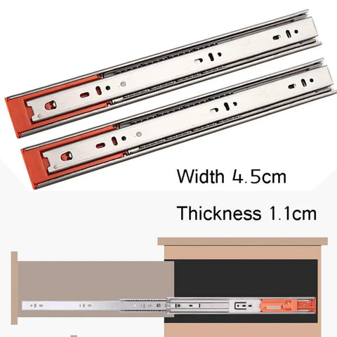 Soft Close Drawer Runners In Stainless Steel 3 Section Telescopic Drawer Slides With Ball Bearing Side Mount Guides 20 Inch Pack Of 2 Built Tough Damping Rails For Kitchen Cabinets And Furniture Drawers; dimensions shown