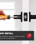 Easy install of Casey Interior Privacy Door Lever With Lock For Bathroom And Bedroom, shown with a screwdriver.