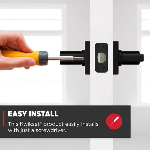 Easy install of Casey Interior Privacy Door Lever With Lock For Bathroom And Bedroom, shown with a screwdriver.