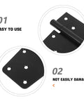 Close-up of Heavy Duty 3.5 Inch Black Weld-On Gate Hinges For Wood Fences And Barn Doors With Screws, focusing on hinge plate.