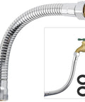 Swivel Garden Hose Adapter Protector With All Metal Construction And Three Quarter Inch Connection Extends Your Hose For Flexible Angles Prevents Kinks And Leaks For No Fuss Watering Reach And Durable Hose Extension. 1 ft chrome hose extension
