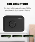 Front view of Digital Safe Box For Home And Office With Electronic Keypad And Override Key 0.8 Cu Ft Small Personal Security Safe, black.