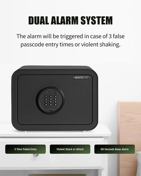 Front view of Digital Safe Box For Home And Office With Electronic Keypad And Override Key 0.8 Cu Ft Small Personal Security Safe, black.