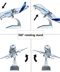 1/300 Scale Transport Aircraft Model A330 Metal Diecast With Stable Stand And Free Airport Mat shown with 360-degree rotating stand