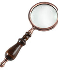 Old School 10X Magnifying Glass With Wooden Handle And Copper Frame, Real Glass Lens, handheld reading magnifier for seniors