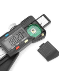 Close-up of a Digital Height Gauge With Magnetic Base For Woodworking 0-150mm Precision Height Adjustment Tool showing LCD display.