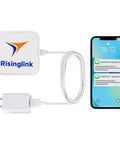 WiFi Power Outage Alarm Detector with SMS text and email alerts, no hub or monthly fees, shown with smartphone notifications