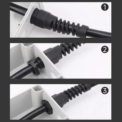 Durable Nylon Cable Gland Waterproof IP68 With Strain Relief For Three Quarters Inch Cables NPT Three Quarters Inch Ten Pack Built Tough Sealing And Quick Install For Outdoor Electrical Wiring And Industrial Use in installation stages