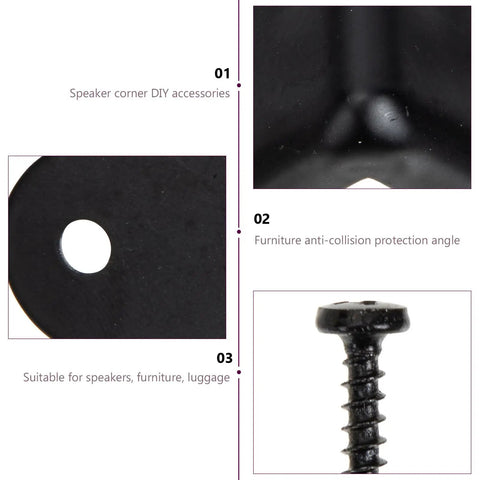 Built Tough Iron Speaker Cabinet Corner Guards 8 Pack Anti Collision Edge Protectors close-up showing corner guard and screw