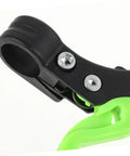 Close-up of a black and green Three Finger Bike Brake Lever For Boys And Girls, Ergonomic MTB Disc Brake Levers, Easy Install.