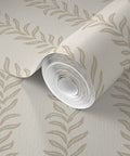 Real Deal Botanical Stripe Wallpaper With Killer Linen Texture And Hella Durable Matte Finish For Kitchens And Bathrooms Quick Paste To Paper Setup Premium Commercial Grade Wall Decor For Sure, rolled with leafy pattern.