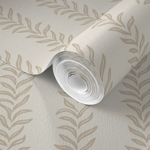 Real Deal Botanical Stripe Wallpaper With Killer Linen Texture And Hella Durable Matte Finish For Kitchens And Bathrooms Quick Paste To Paper Setup Premium Commercial Grade Wall Decor For Sure, rolled with leafy pattern.