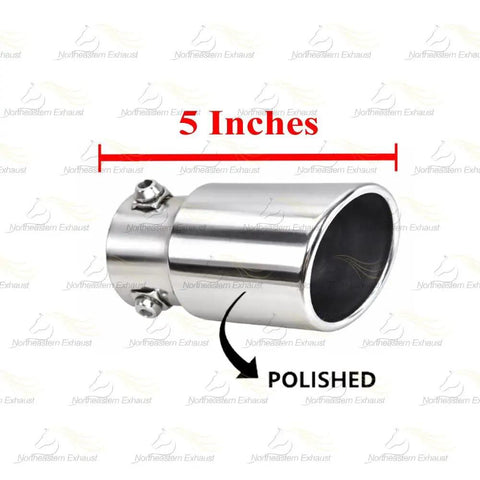 5-inch polished stainless exhaust tip for Up Your Ride With This Durable Rear Exhaust Muffler Kit For Honda Civic 2006-2011 1 Point 3L And 1 Point 8L Featuring Stainless Steel Build Plus Tip Hanger Bolt Gasket For Solid Direct Fit Upgrade