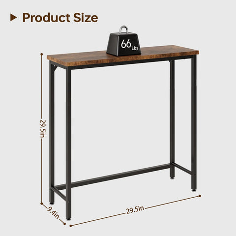 Narrow Entryway Console Table And Sofa Side Table In Industrial Hallway Style For Small Spaces Space Saver with 66 lbs weight.