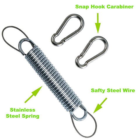Beefy Heavy Duty Swing Springs Kit With 2 700 Lb Capacity Springs Stainless steel spring, snap hooks, safety wire