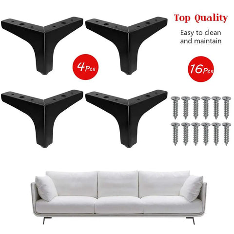 4 Inch Black Metal Furniture Feet Heavy Duty Nightstand Legs For Table Cupboard Sofa Couch Chair 4 Pack Anti Slip with screws