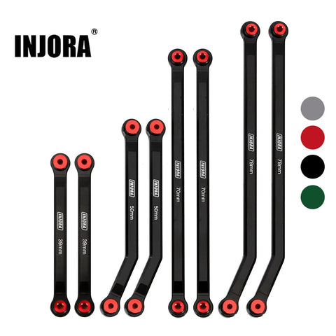 High Clearance Front 4 Link Set For SCX24 Gladiator And Dodge Power Wagon 1/24 RC Crawler Aluminum Black 8 Piece Beefed Up Upgrade Kit Eliminates Axle Wrap Axle Steering Driveshaft Rub By Moving Links Away., black aluminum RC crawler links in 39mm, 50mm, 70mm, and 78mm lengths