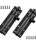 Two Pack 3 Inch Aluminum Door Latch Bolt Sliding Lock Kit With Thick 1.3mm Bar, Heavy Duty Barrel Bolt, Matte Black Finish, Includes 12 Screws For Easy Mount On Doors, Gates, Cabinets And More.
