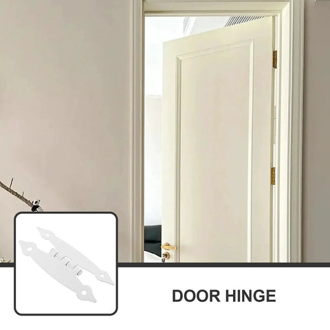 Premium White Metal H Shape Cabinet Door Hinges For Interior Cabinets And Furniture Doors With 89x37x1.2mm Flush Mount Corner Hinge Replacement Hardware For Smooth Silent Operation No Squeak shown on a door