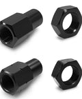 Trail Ready Heavy Duty 7/8 By 18 Jam Nut Kit with black weld bung adapters for four link suspension rod ends.