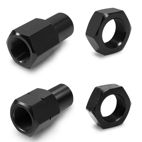 Trail Ready Heavy Duty 7/8 By 18 Jam Nut Kit with black weld bung adapters for four link suspension rod ends.