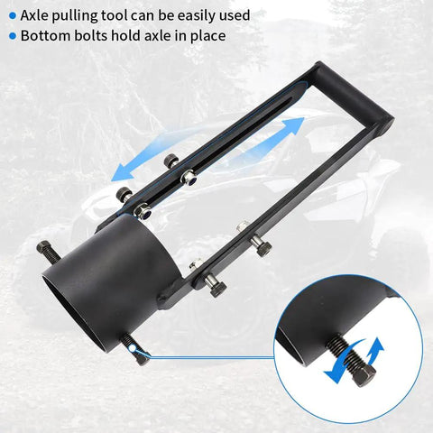 Close-up of Heavy Duty CV Axle Puller Tool for UTVs and ATVs with focus on bolts and pull cup.