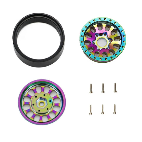 Brass 1.3 Inch Beadlock Wheels For 1/18 To 1/24 RC Crawlers With Low CG Weighting And Minus 5.40mm Offset CNC 7mm Hex Rims components