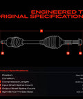Heavy Duty Rear CV Axle Shaft Assembly Driver Or Passenger Side With Abs Wiring Plug And Play Fits Yamaha Grizzly 550 700 Kodiak 450 700 No Sweat Installation with dimensions.