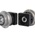 Heavy Duty Planetary Gearbox With Helical Gears And Flange Output Speed Reducer For Nema Stepper Servo Units 40 To 1 Reduction 24Mm Input Shaft Built Tough, showcasing dual perspectives.