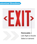 Red LED Exit Sign With Battery Backup, Hardwired 2 Pack Exit Combo, lighted with removable directional arrows for hallways