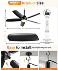 36 Inch Outdoor Ceiling Fan With Light And Remote, Wet Rated For Patios And Porches, installation instructions