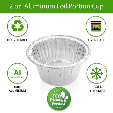 Heavy Duty Disposable Aluminum Ramekin Cups 2 Oz Silver Mini Bakeware For Baking Storing And Preparing Food Oven Safe