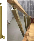 Heavy Duty Wrought Iron Banister Guardrail Spindle Post With 270 Degree Adjustable Flat Brackets Side Mount Railing Column Kit For Porch Deck Steps Stairs Handrail Powder Coated Scratch Resistant Gold 95 Cm