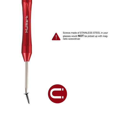 Close-up of red precision screwdriver from Tiny But Mighty Six Piece Magnetic Micro Precision Screwdriver Kit for delicate repairs.