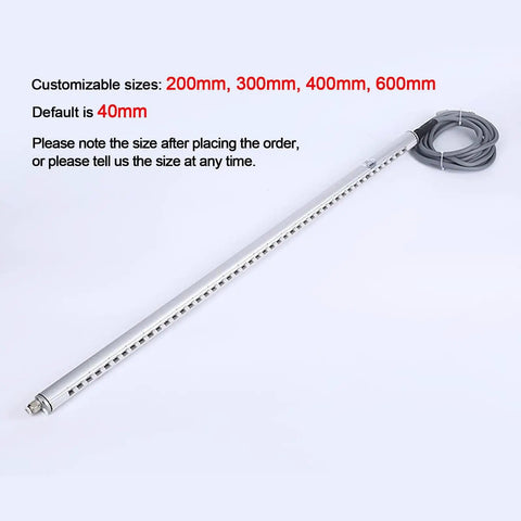 Industrial Static Eliminator Rod 600mm Long 23.6 Inch High Voltage Anti Static Bar with cable, customizable sizes shown