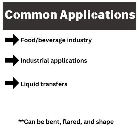 Common applications for OD 50 Foot Stainless Steel Tubing Coil Type 316 316L include food industry, industrial, and liquid transfers.