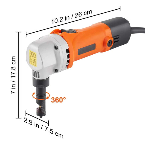 Sheet Metal Nibbler Power Cutter 550W Pro Electric Tool 2200 RPM 360 Degree Rotating Head dimensions