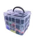 Clear plastic storage case of 910 Piece Car Push Retainer Clips Plastic Fasteners Kit With 6 Nylon Trim Removal Tools