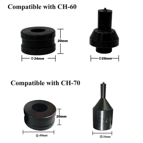 Heavy Duty Hydraulic Round Hole Punch Die Set For Metal Stamping And Sheet Metal Work 4 Piece Replacement Dies CH-60 CH-70