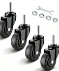 Heavy Duty TPE Rubber Caster Wheels Set Of 4 1.5 To 2 Inch No Brake Stem Castors With 360 Degree Silent Spin M6 M8 M10