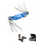 8-In-1 Folding Hex Key Set With Carabiner, CR-V Steel Metric Allen Wrenches 1.5-6mm, blue tool, suitable for bike, auto, furniture repair