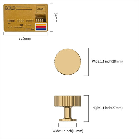 Champagne Bronze Cabinet Knobs 10 Pack Champagne Gold Cabinet Pulls dimensions with credit card size comparison
