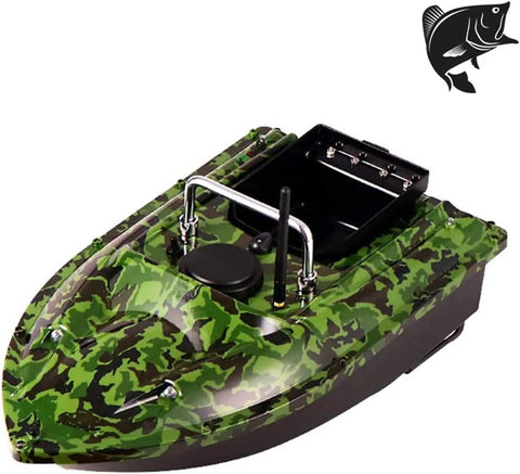 RC Bait Boat For Fishing With Long Range Remote Control 546 Yards And 3.3 Lb Load Capacity Waterproof Camouflage Green Hull